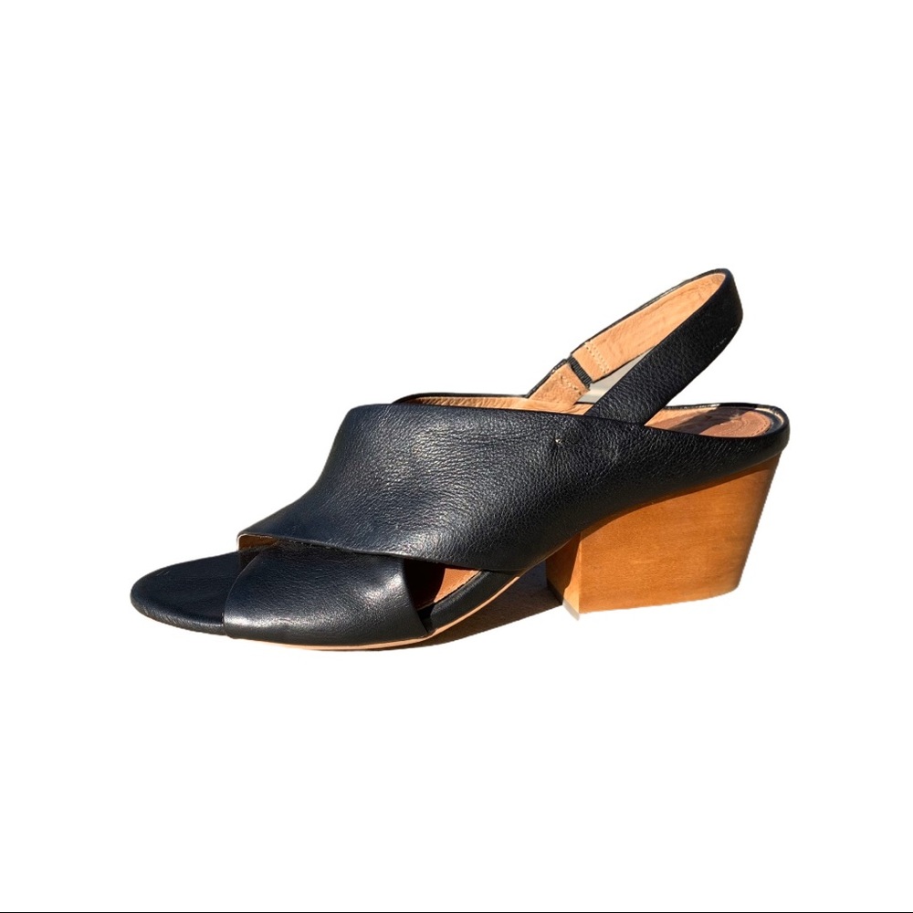Franco Sarto Black Leather Heeled Sandals